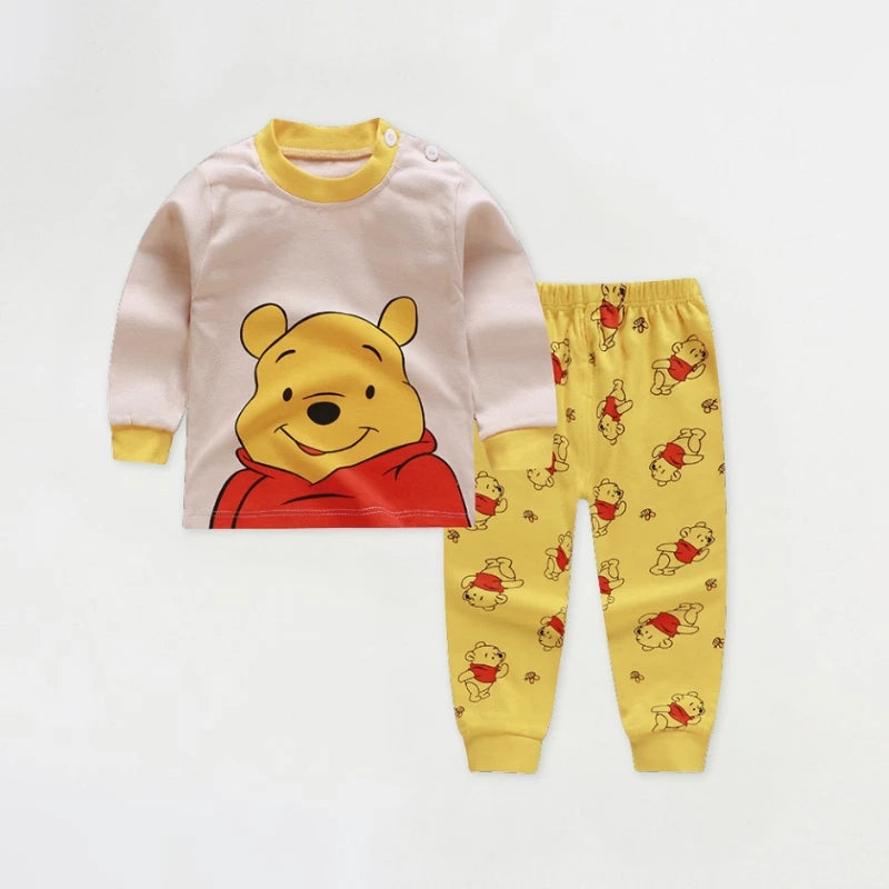 Traje de ropa interior para bebé de 0 a 4 años, estampado de dibujos animados de Minnie, conjunto de pijama de manga larga para niñas, ropa de otoño, ropa de casa para niños, atuendos