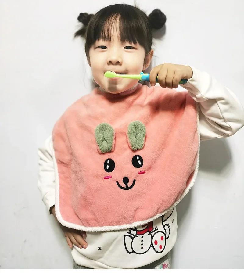 Cartoon Baby Bibs for Children Washing Face Towel Salive Towel Boys Girls Learning Brushing Teeth Towel for 3 To 8 Years Kids