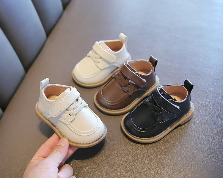 Baby Kids Small Leather Shoes British Style Boys Girls Walking Shoes Soft Sole 2024 New Children Flat Shoes Casual Comfortable