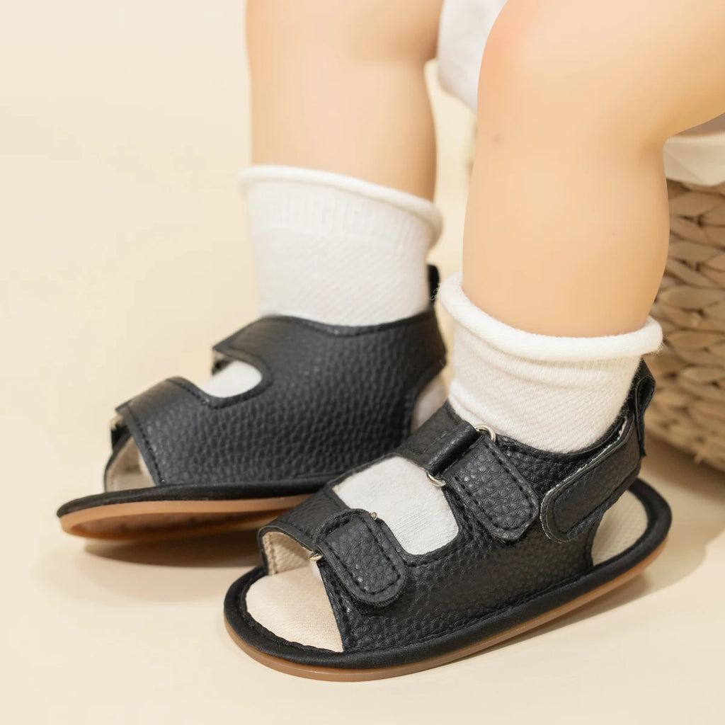 New Baby Sandals Baby Shoes Baby Boy Girl Sandals PU Soft Bottom Sole Anti-Slip Infant First Walker Crib Shoes Newborn Moccasins