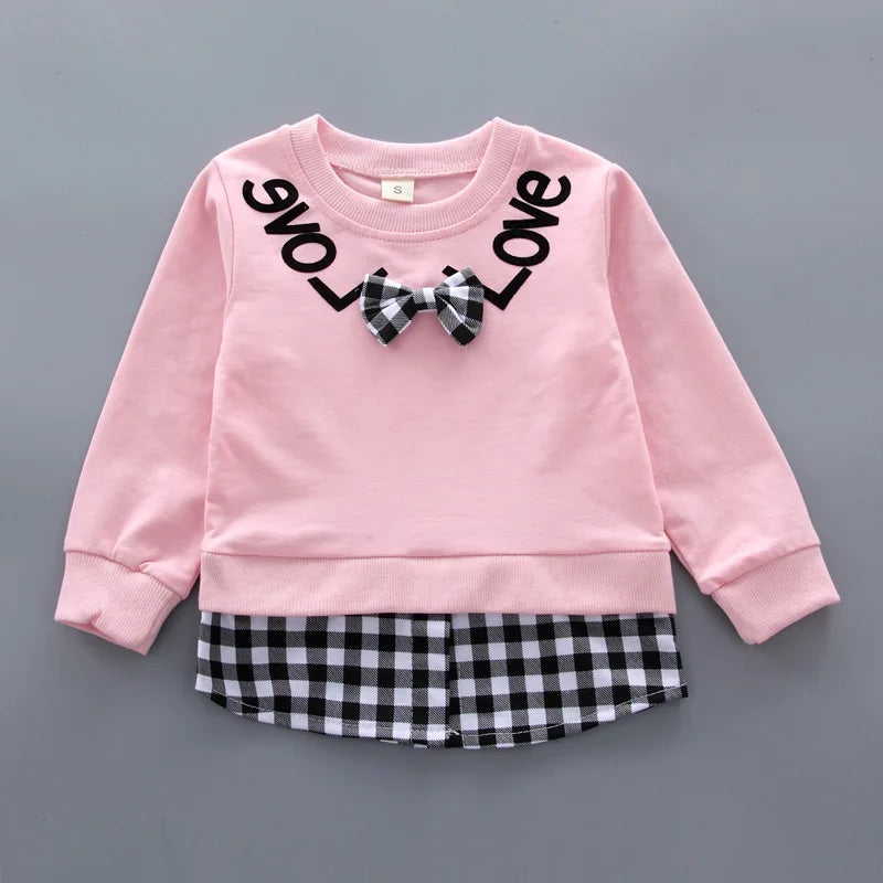 Children's Clothing Sets Bow Plaid Long Sleeve Top + Pants 2pcs Sets Toddler Girl Clothes Kids Boutique Clothes Baby Outfit Set