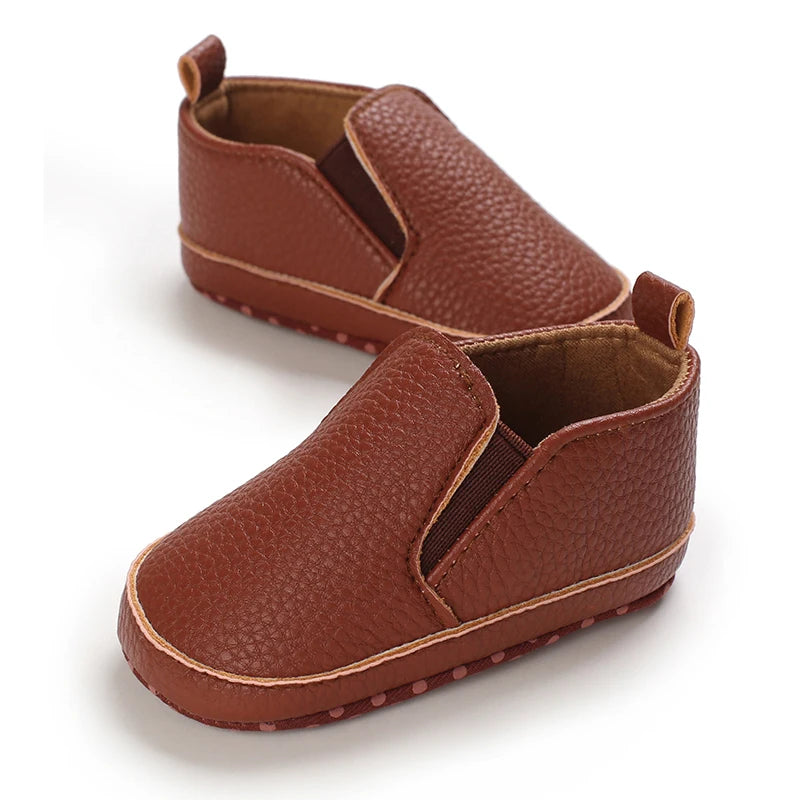 Baby Learning Walk Shoes, Slip-on Leather Casual Loafers, Soft Sole Comfortable Footwear for Infants 0-18M