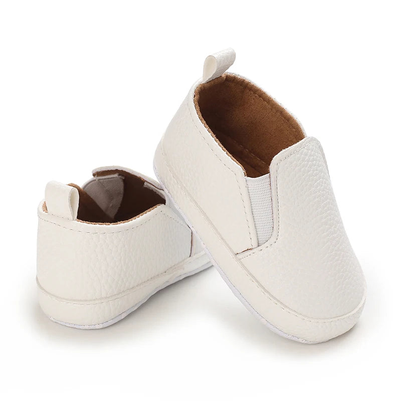Baby Learning Walk Shoes, Slip-on Leather Casual Loafers, Soft Sole Comfortable Footwear for Infants 0-18M