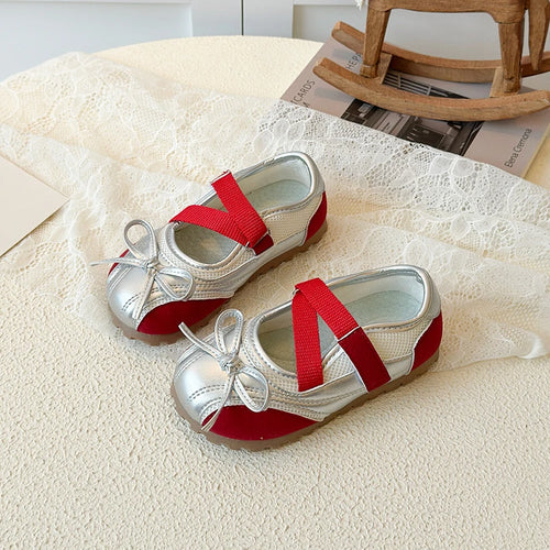 Children's Little Leather Shoes for Girls Elegant Ballet Soft Sole Flexible Bow Anti Slip Toddler Fashion Princess Single Shoes