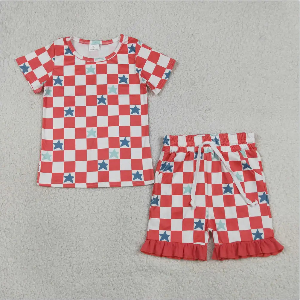 Summer clothing Baby Girls outfits Toddlers Girls wholesale boutique Embroidery Fishes Baby Girls Tunic Shorts Clothes