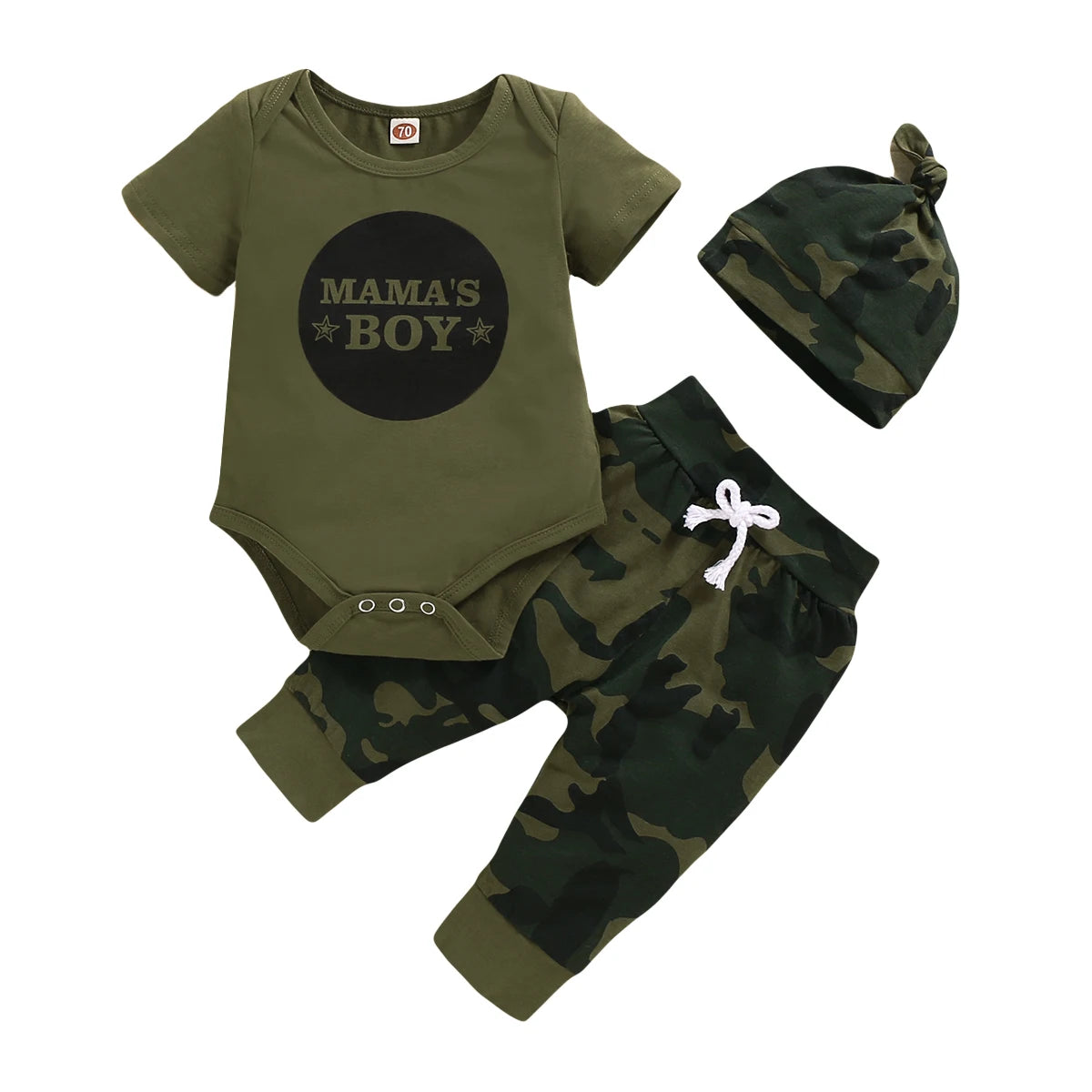 0-18 Monate Neugeborenes Baby Jungen Kleidung Set Buchstaben Print Kurzarm Body+Camouflage Hose+Mütze 3-teiliges Kleinkind Jungen Sommer Outfit