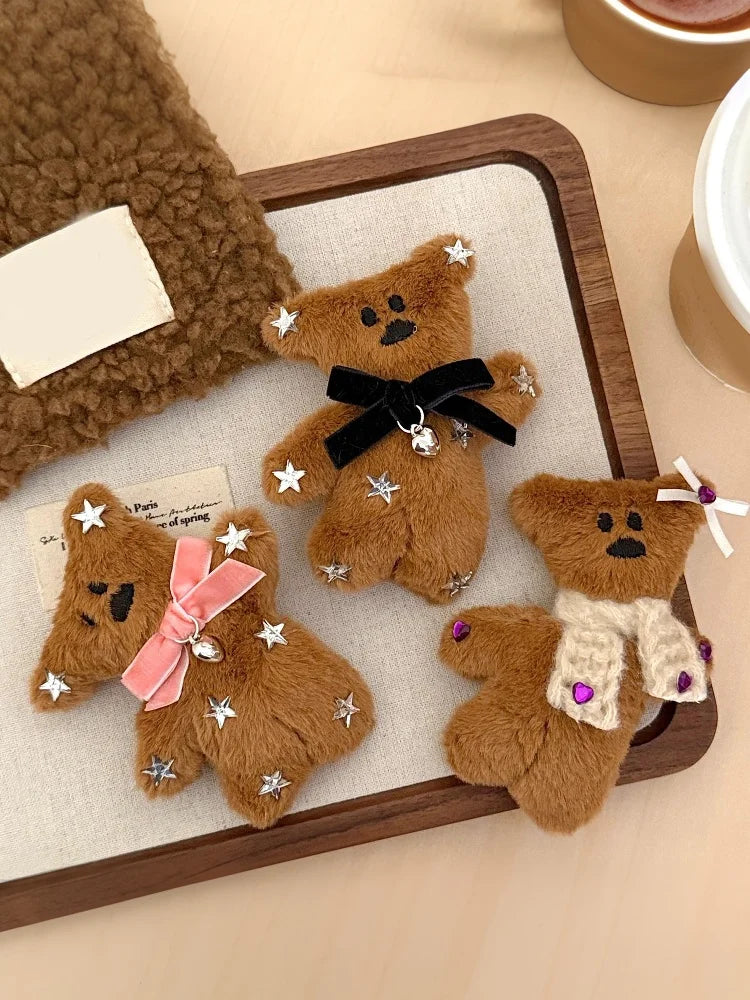 Lindo broche de felpa de osito, pinza de pelo de muñeco de peluche de dibujos animados, pinzas dulces para flequillo lateral, accesorios para el cabello femeninos de otoño e invierno.
