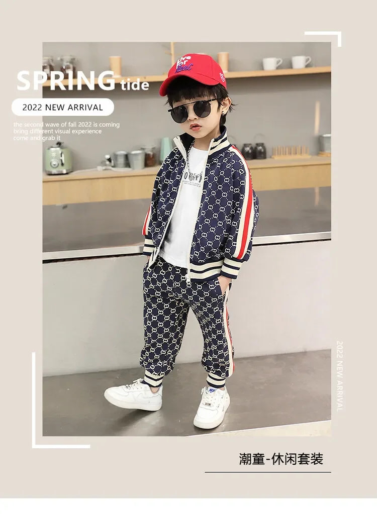 Conjuntos de ropa para niños primavera otoño moda infantil abrigos de algodón+pantalones 2 piezas chándales para bebés niños trajes deportivos niños pequeños 2-12