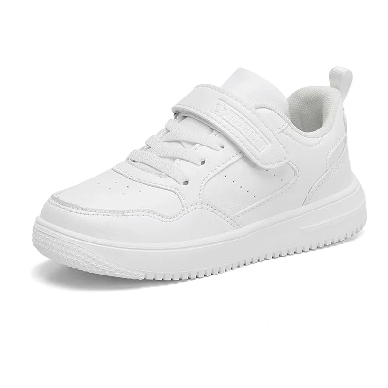 Boys Shoes Sneakers Leather Children Comfortable Flat Shoes Black White Shoes for Kids Girls School Walking Footwear Non Slip