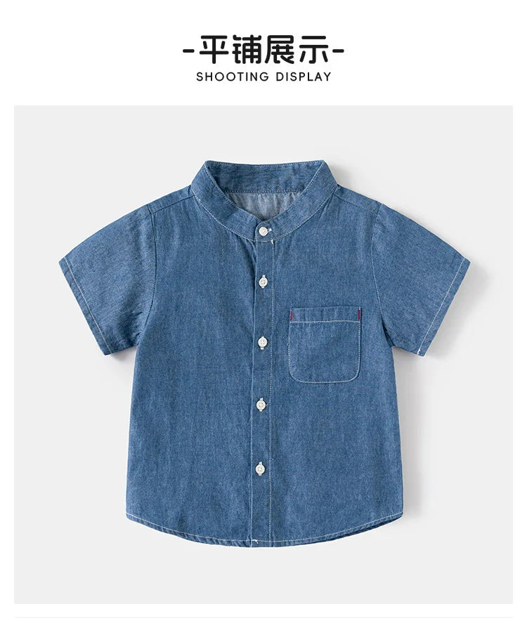 Boys Denim Shirts Fashion Toddler Kids Jeans Tops Children's Clothing Summer