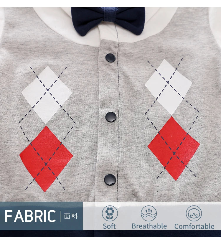 0-18 Baby-Bodysuit Gentleman Style Elegant Formell Baumwolle Bequem Weich Jungen Und Mädchen Sommer Kurzarm Neugeborenenkleidung