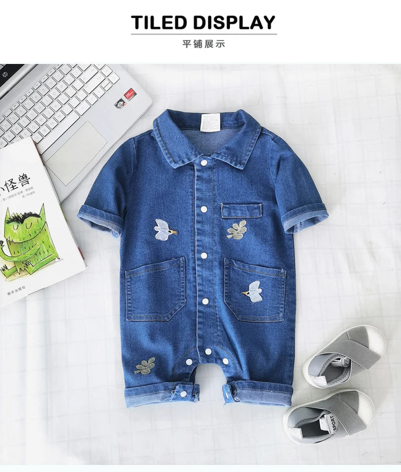 IENENS Baby Strampler Neugeborenen-Jumpsuits Kleidung Jeans Overall 0-18 Monate Junge Mädchen Weiche Anzüge Kinderkleidung