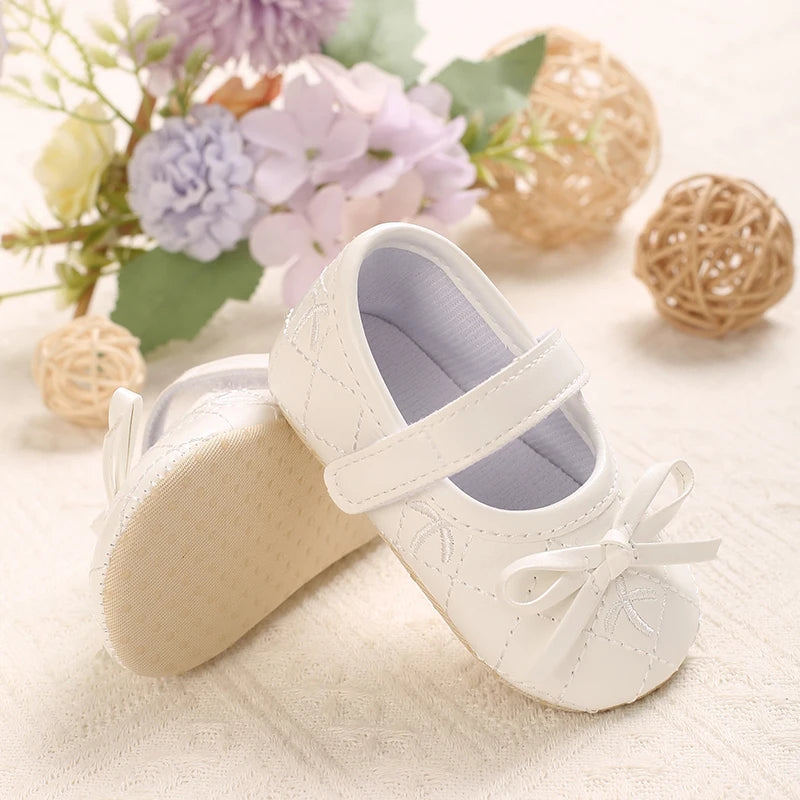 0-18M Baby Girl Leather Shoes New Spring And Autumn Bow Princess Shoes Baby Soft Sole Single Shoes Baby Walking Shoes