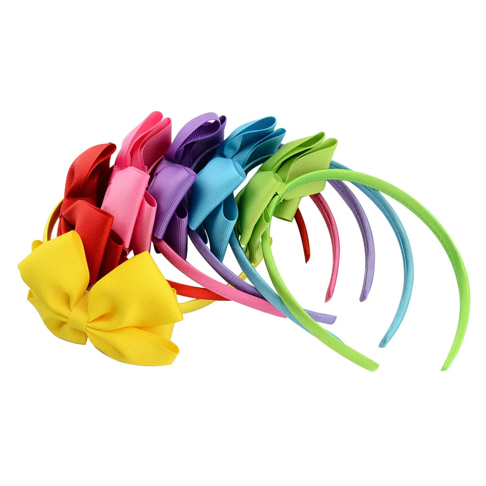 1 Piece Ribbon Handmade Hair Bows Hairbands for Baby Girls 20 Colors Cute Bowknot Solid Color Headband Headwear Hair Accessories