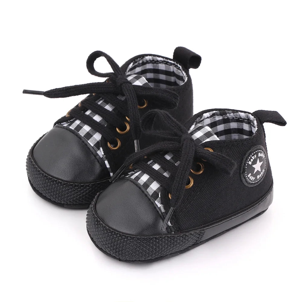 New Baby Shoes Boys Girls Classic Canvas Casual Sneakers Spring Newborn First Walker Toddler Soft Sole Non-Slip Walking Shoes