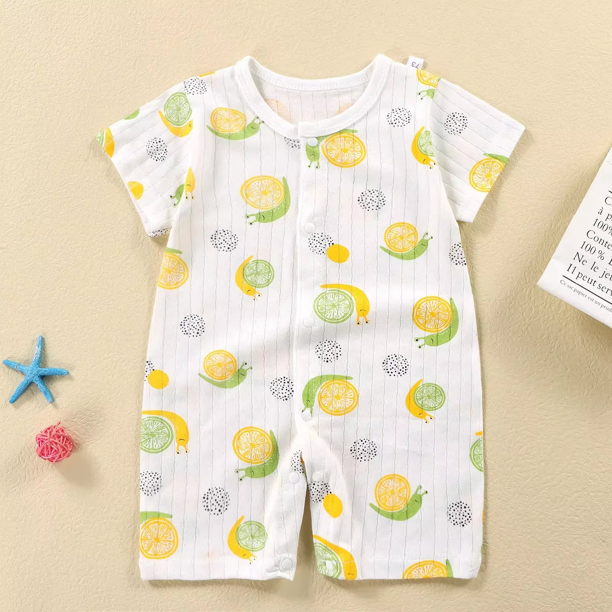 Baby Bodysuit 0-1 Years Cotton Jacquard Snap Closure Crawling Outfit Simple and Trendy Lightweight Romper
