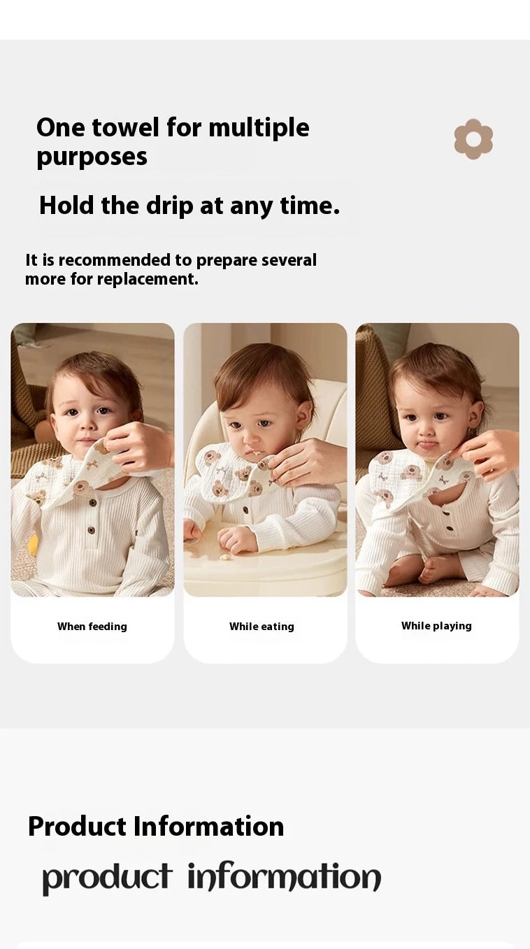 AIBEDILA Soft Baby Bibs Bandana Saliva Towels Burp Cloths Newborn Infant Toddler 0-1Y Comfortable Waterproof Feeding Bibs 2/3/4﻿