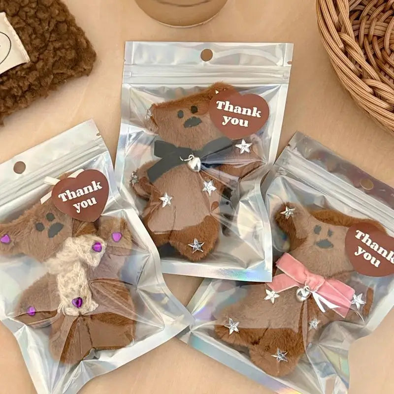 Lindo broche de felpa de osito, pinza de pelo de muñeco de peluche de dibujos animados, pinzas dulces para flequillo lateral, accesorios para el cabello femeninos de otoño e invierno.