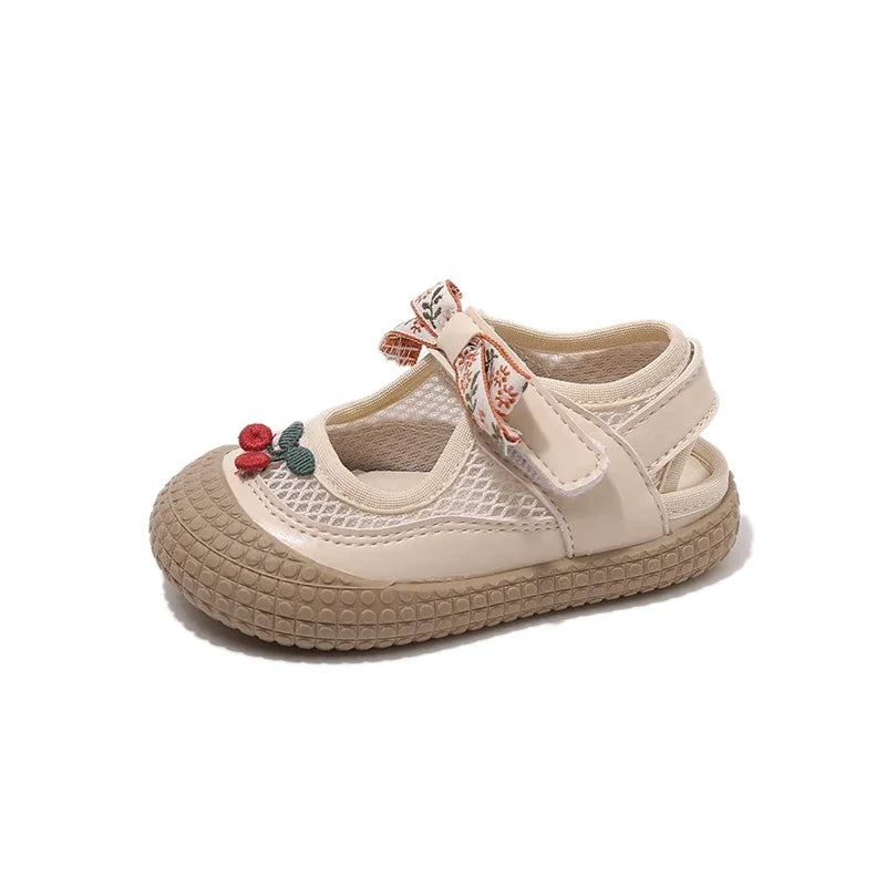 Baby Girls Sandals Cut-outs Cherry Children Beach Shoes Toddler Kids Summer Princess Shoes Anti Slip Soft Sole Babies Sandals