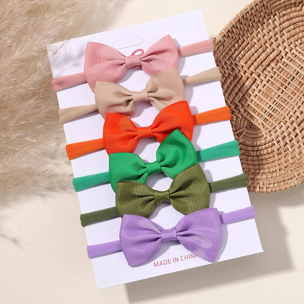 5Pcs/Set Elastic Baby Headband Solid Corduroy Ribbon Bow Headscarf Hairband Newborn Cute Knitted Headband Babe Hair Accessories
