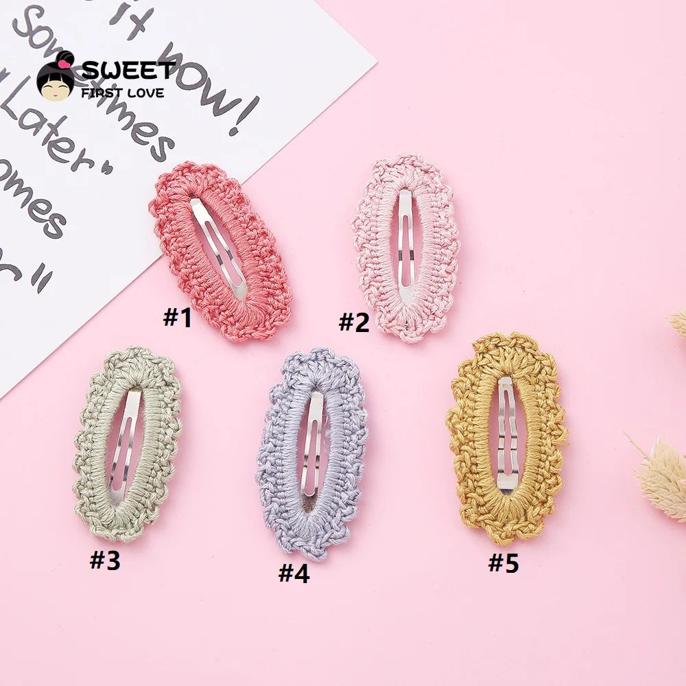 5 Unidades/Set Pinzas para el pelo sencillas de lana tejida, horquillas sólidas suaves y bonitas, horquillas para el pelo lateral para bebés, niñas, diademas, accesorios para el pelo de niños