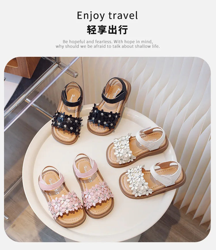 Baby Sandals Non slip Soft Bottom Children's Sandals New Girl's Flower Sandals Korean Edition Fashion Princess Style