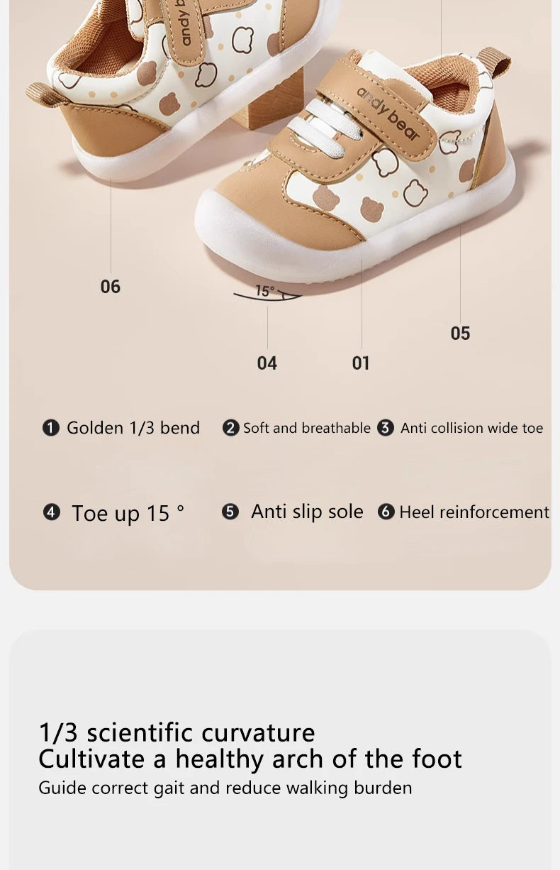 Baby Boys Girls Stars Leather Toddler Shoes Waterproof Rubber Soles Non-slip Indoor Outdoor Casual Sneakers