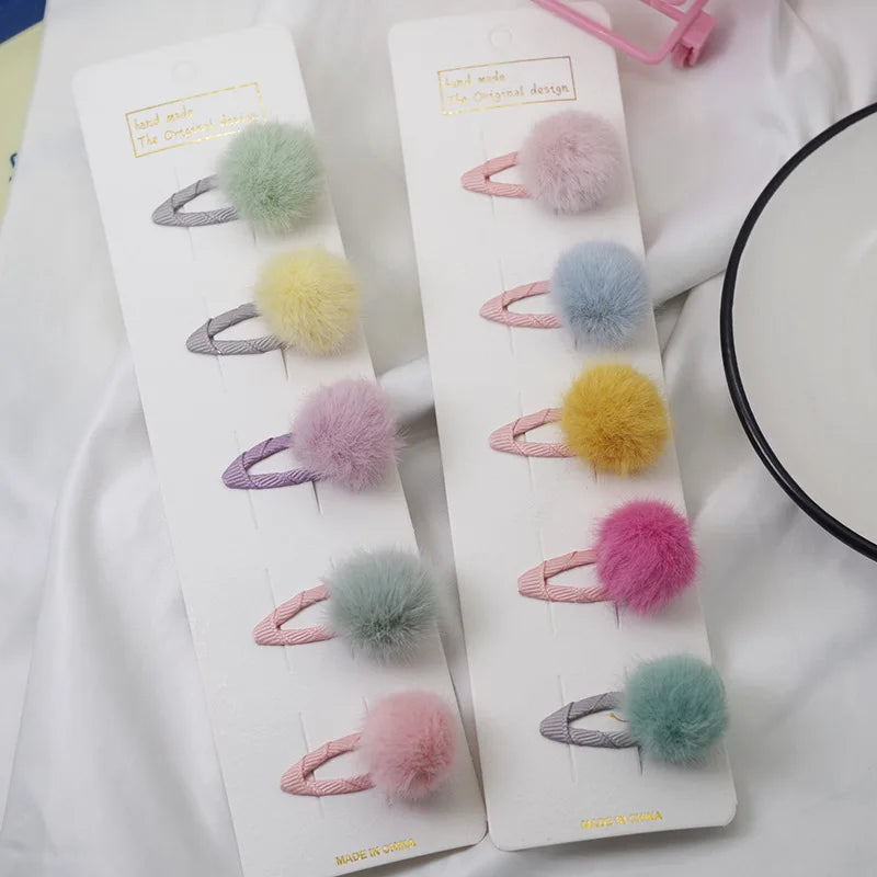 5 horquillas para bebé lindas, color caramelo, pompones, minipinzas para el pelo de niñas pequeñas, accesorios para el pelo de bebé, accesorios para la cabeza de niños pequeños