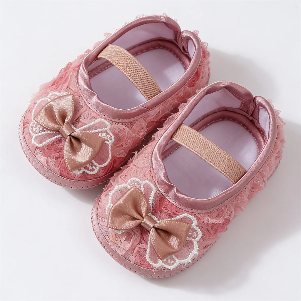 0-12months Baby Girls Shoes Soft First Walking Shoes  for infant girls Lace Bow Decorated Princess Shoes