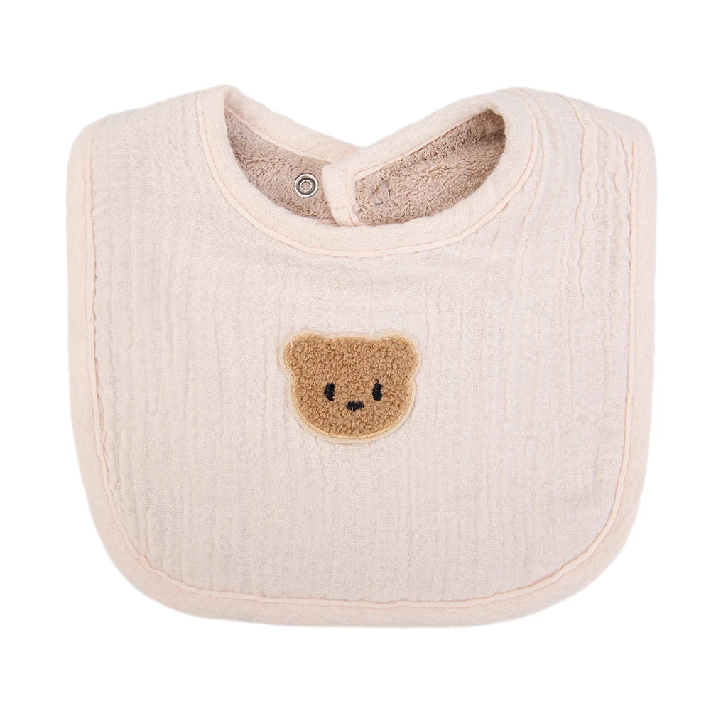 Cute Bear Muslin Cotton Baby Bibs Saliva Towel U-Absorbent Pockets Korean Children Kids Boys Girls Bandanas Feeding Burp Clothes