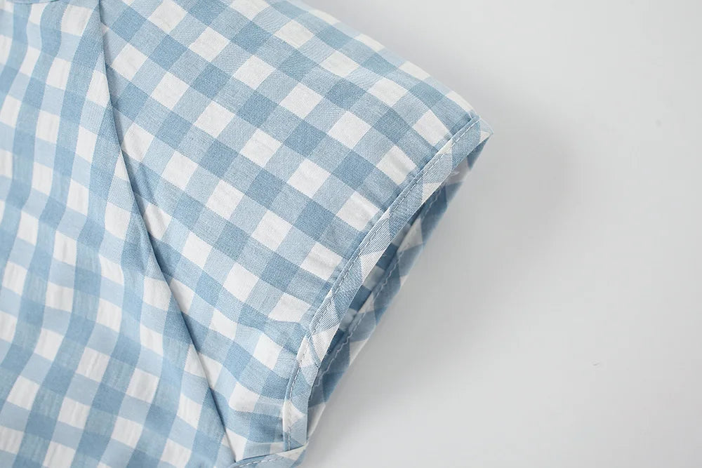 Peto de comida de verano para bebés, petos impermeables para niños y niñas, ropa de niños, delantal sin necesidad de lavar, petos de algodón a cuadros sin mangas