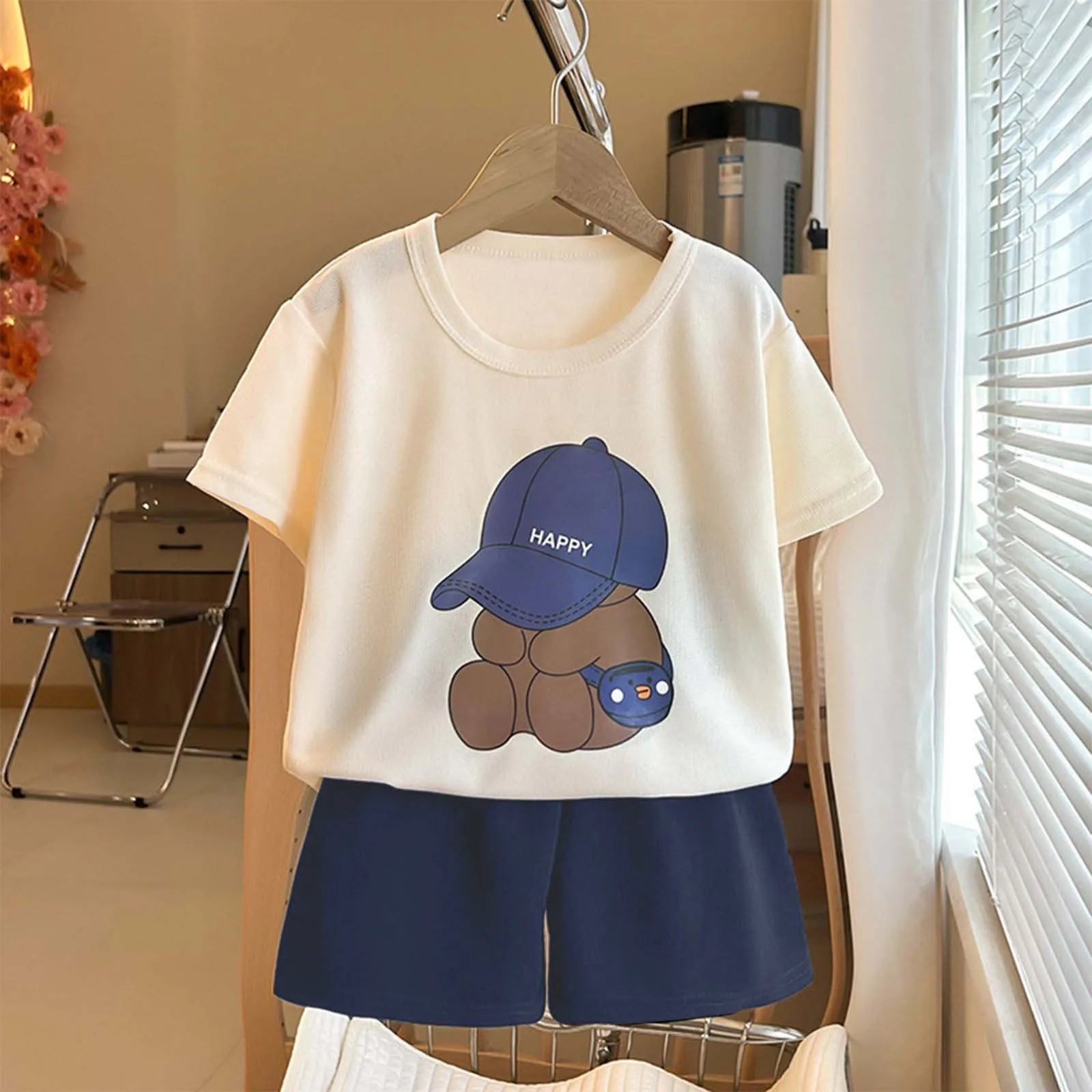 Boys Girls Cartoon Clothing Set Toddler Essentials Breathable Short Sleeve T-shirt Summer Outfit Soft Casual Loose Kids Shorts