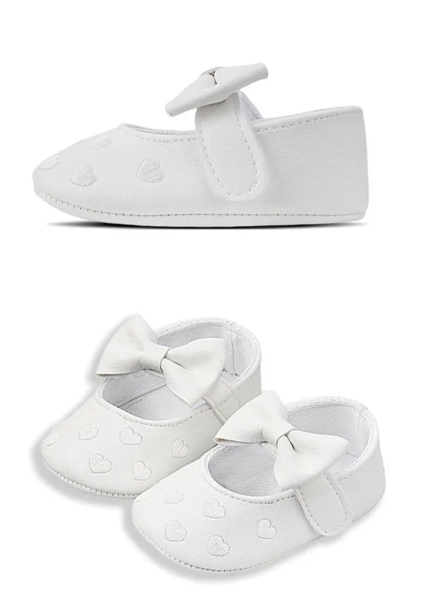 Baby Shoes Classic Dress Cute Bow-knot Heart Anti-slip Soft Sole First Walkers Infant Baby Girls Toddler Shoes 0-18m