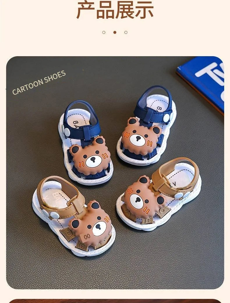 Children's Sandals 2024 Summer Boys Anti-kick Non-slip Soft-soled Infants and Toddlers 0-3 Years Old Baby Bag Head Toddler Shoes