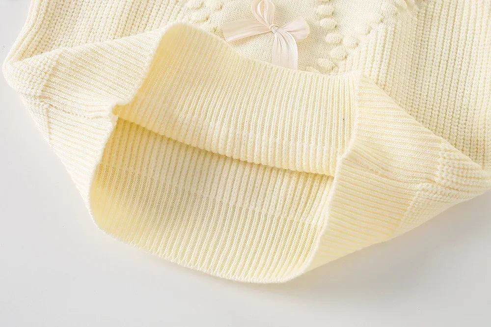 Children's Clothing Sets Bow Knit Top + Pleated Skirt Winter Baby Girl Clothes Knit Sweater for 2 -6 Years Toddler Girl Cardigan