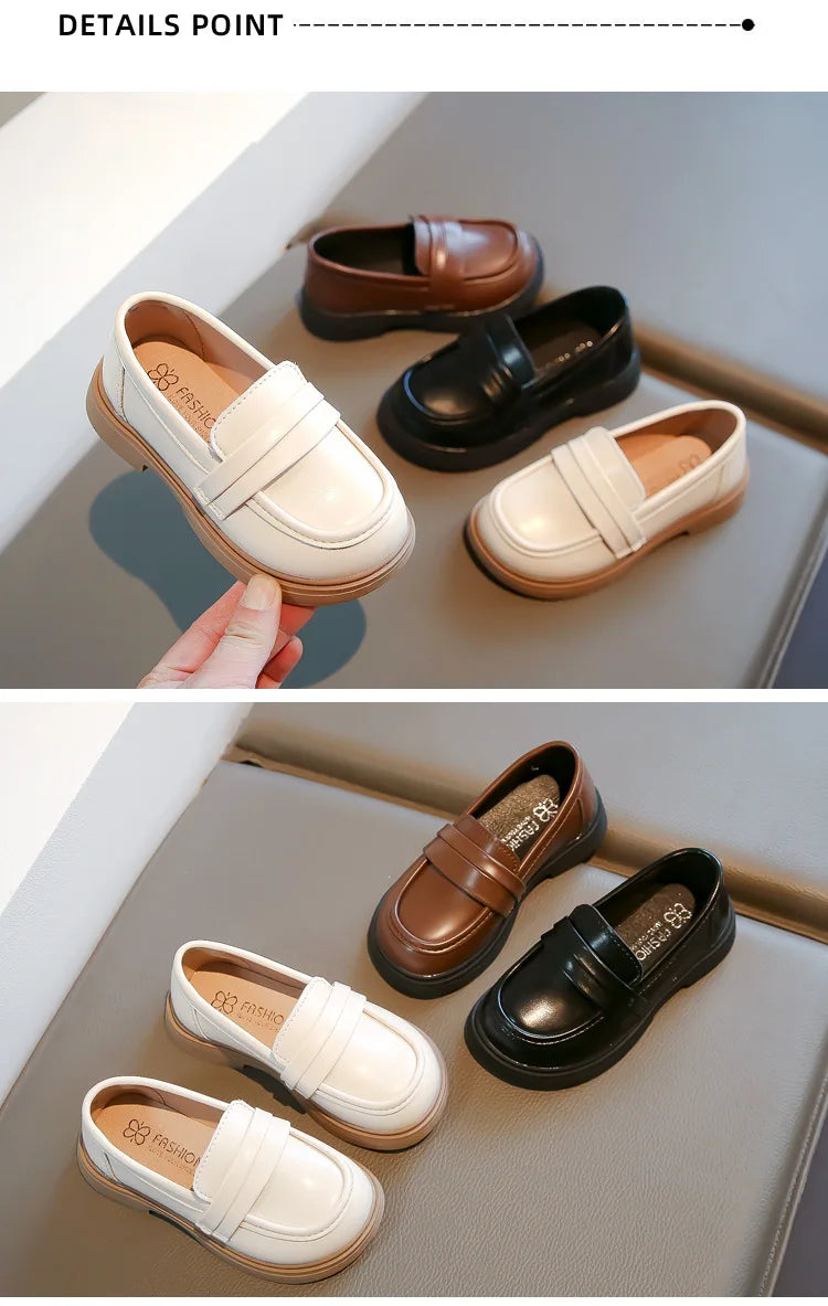 Children Leather Shoes for Boys Girls Kids Loafers Slip-on School Flats Casual Sneakers for Wedding Formal Occasions Party 23-35