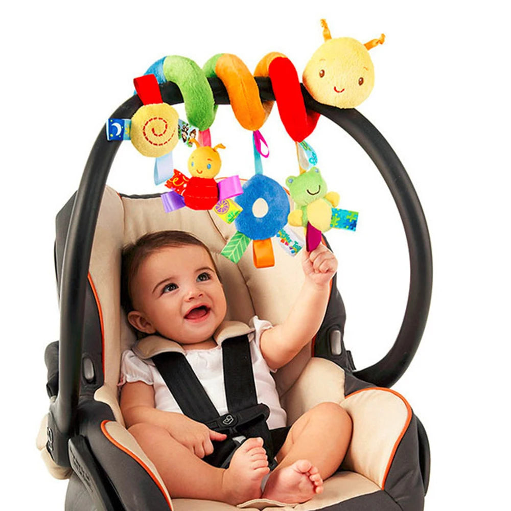 Colorful Label Bed for Infant 0-12 Months, Hanging Baby Comfort Toys Around the Bed, Safety Seat Comfort Toys with BB Squeaker