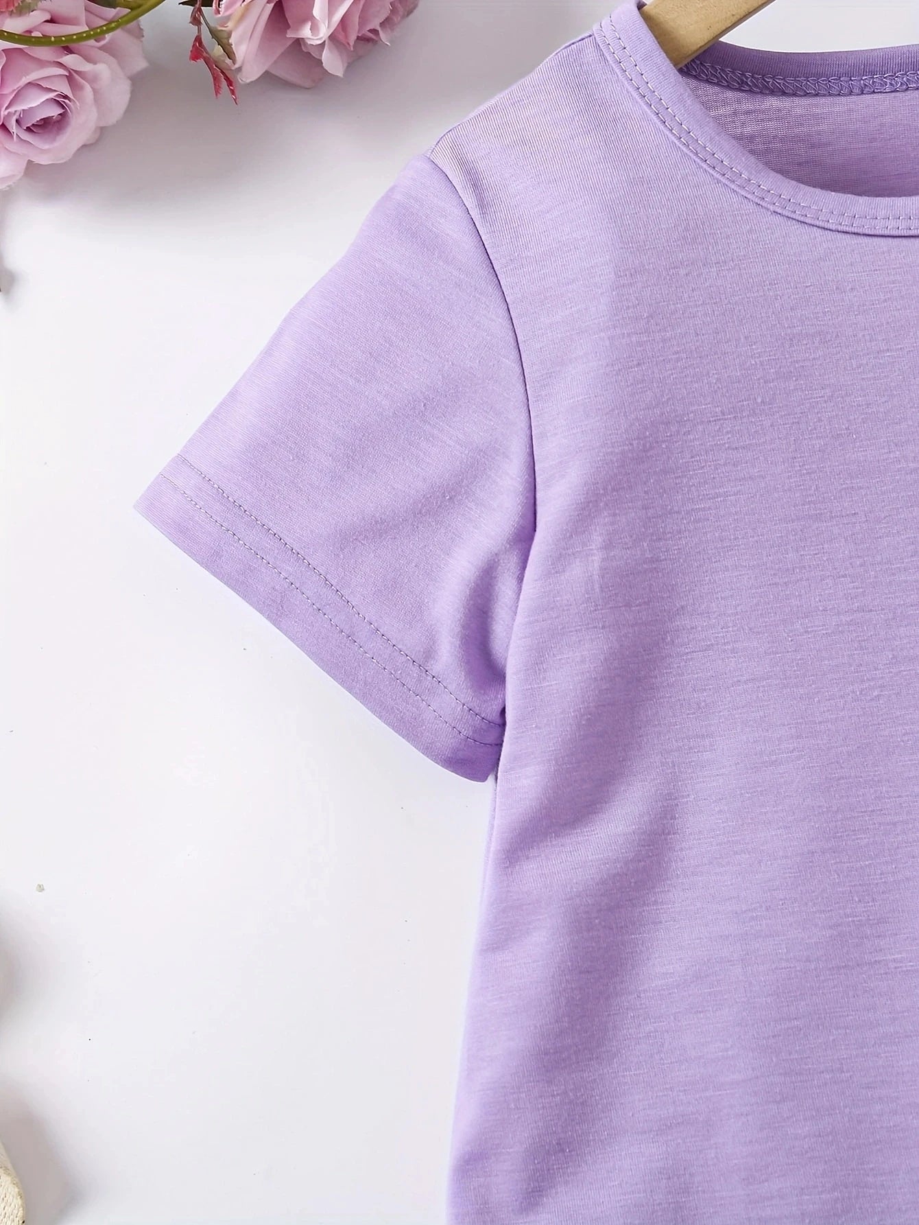 Bonito mono informal de verano para niña con estampado de amor, vestido de mezcla de fibra de poliéster suave, transpirable y elástico.
