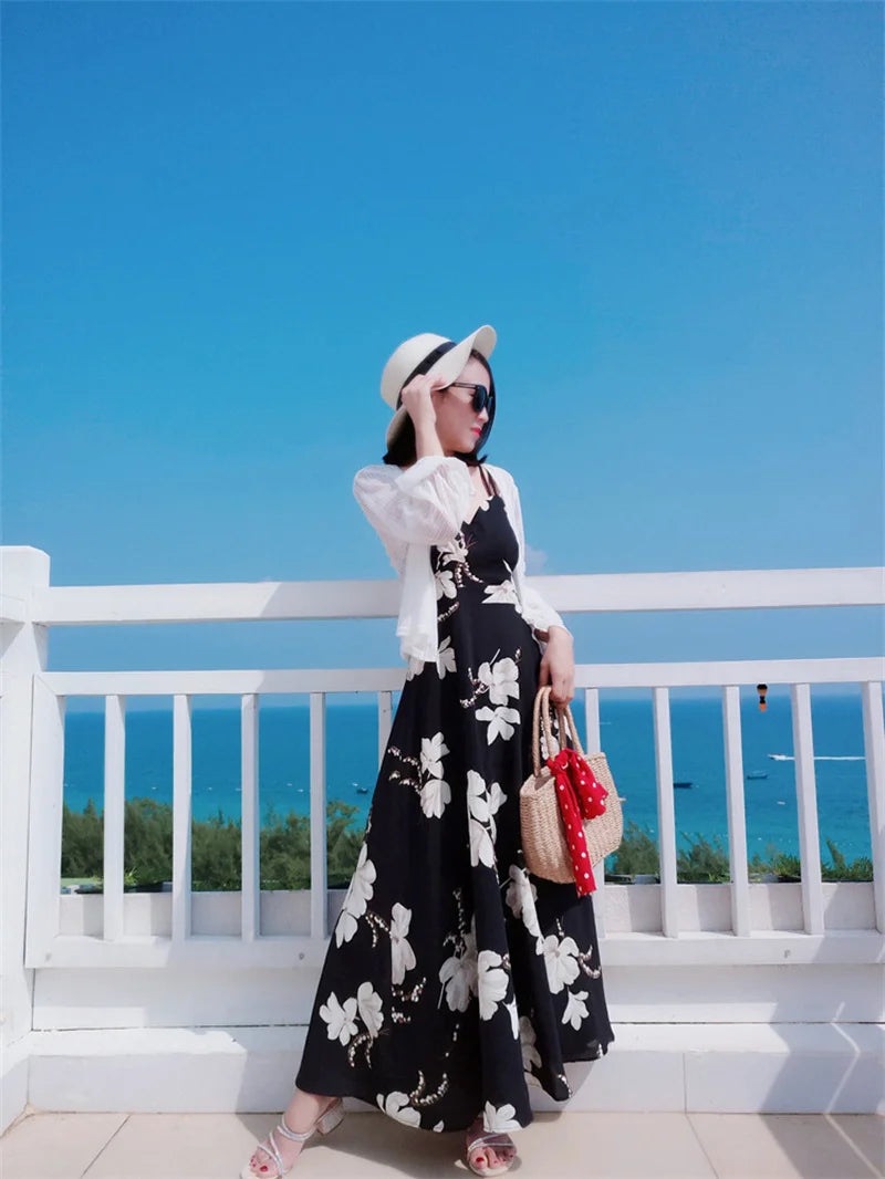 2024 Family Matching Outfits Dresses Summer Mother Daughter Dress Fashion Clothing Girl Mom Daughter Chiffon Beach Dress Clothes