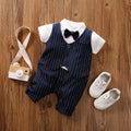 0-18 Baby-Bodysuit Gentleman Style Elegant Formell Baumwolle Bequem Weich Jungen Und Mädchen Sommer Kurzarm Neugeborenenkleidung
