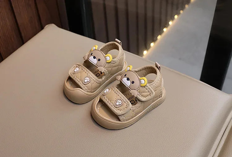 Toddler Sandals 2025 Summer Baby Beach Shoes Cute Cartoon Bear Infant Sandals Protect-toe Unisex Baby Boy Girl Sandals