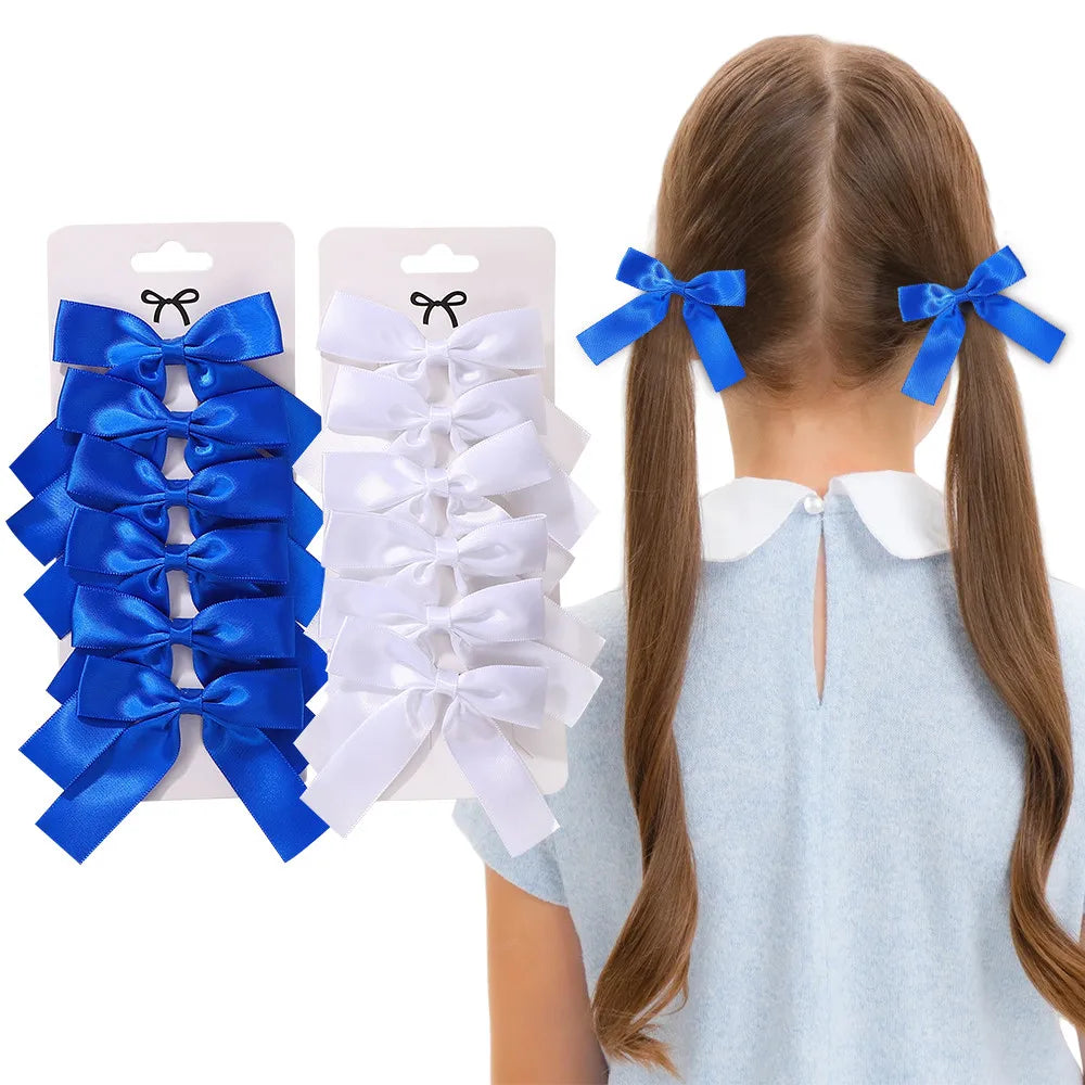 LAZOS DE CINTA 6 horquillas para niña con delicada cinta para accesorios infantiles. Las adorables horquillas de 3.5 pulgadas.