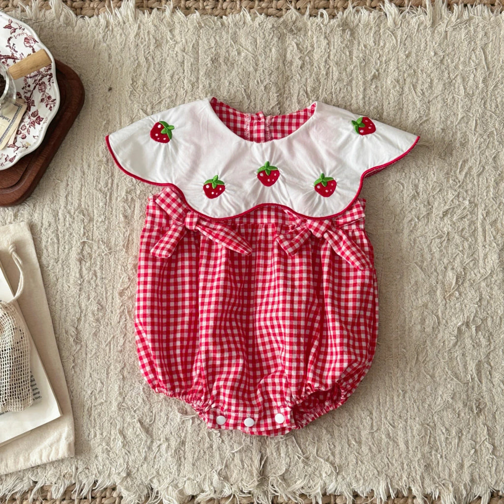 Summer Baby Girls Clothes  Short Sleeve Romper Baby Bodysuit Doll Collar Jumpsuit Outfit Suitable for babies aged 0-18 months