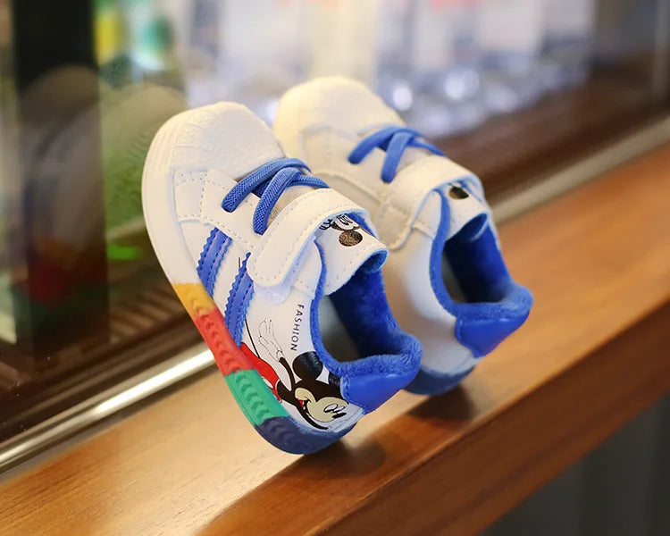 Mickey Minnie Zapatos casuales para niños niñas Zapatillas deportivas transpirables y suaves para bebés Calzado deportivo al aire libre para niños pequeños Primavera