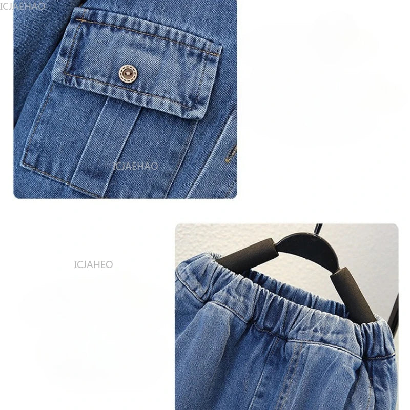 Boys Denim Set 2 Piece Clothes Kids Trendy Cotton Jacket Pants Suits Outfit Casual Wear Children Clothing Spring Autumn Costume