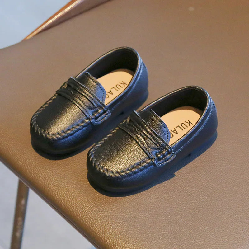 Boy Leather Shoe Fashion Solid Color Versatile Kids School Causal Single Shoes Breathable Non-slip Children Slip-on Flat Loafers