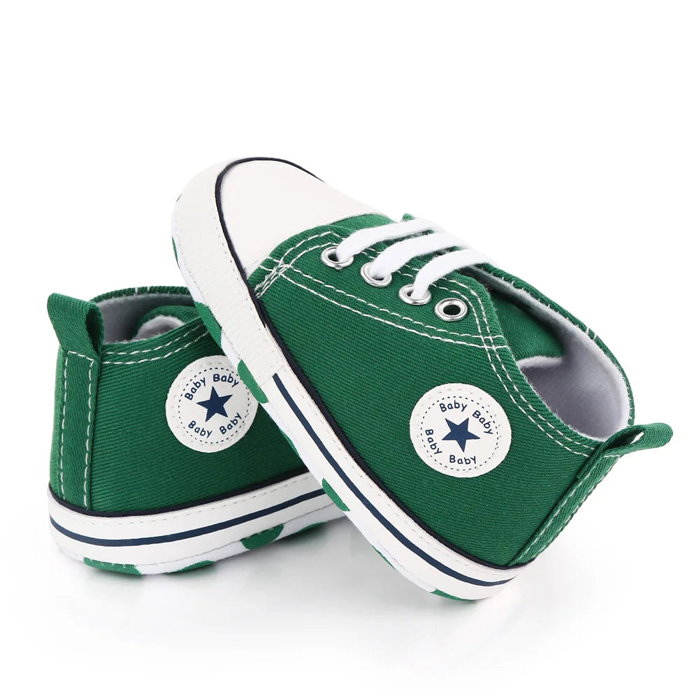 Spring New Baby Shoes Boy and Girl Classic Canvas Casual Sneakers Soft Sole Non-Slip Walking Newborn Toddler Shoes First Walkers