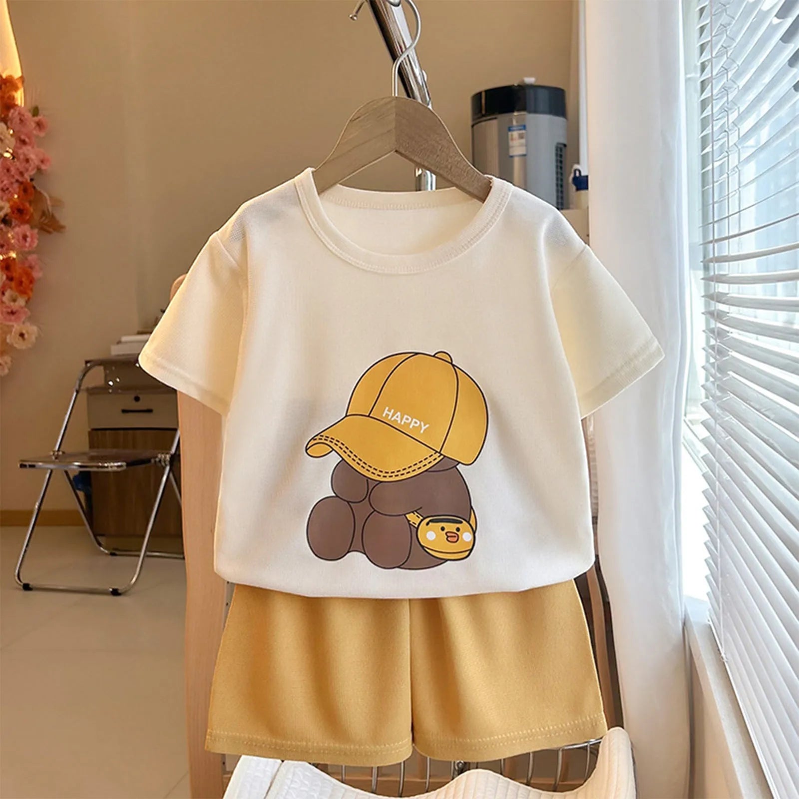 Boys Girls Cartoon Clothing Set Toddler Essentials Breathable Short Sleeve T-shirt Summer Outfit Soft Casual Loose Kids Shorts