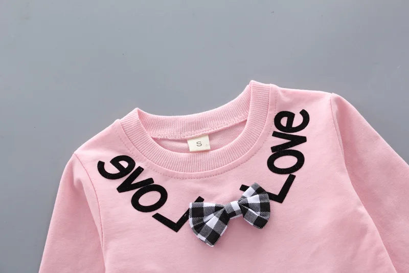 Children's Clothing Sets Bow Plaid Long Sleeve Top + Pants 2pcs Sets Toddler Girl Clothes Kids Boutique Clothes Baby Outfit Set