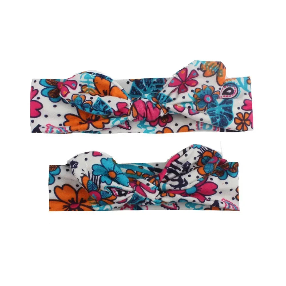 2pcs Parent-Child Headwear Mom Daughter Matching Hairband Set Turban Baby Girls Twist Knot Headbands Family  Accessories